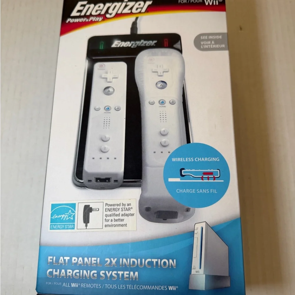 Energizer Flat Panel 2X Induction Charger Nintendo Wii Remotes NEW Open Box